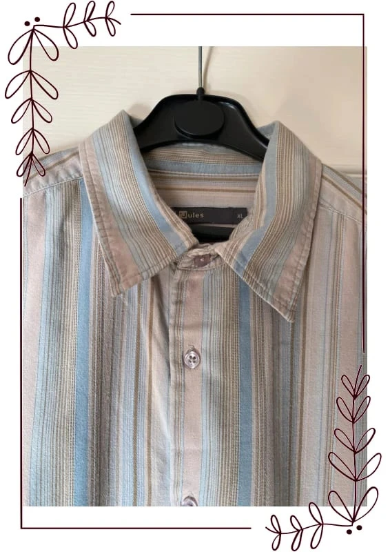 Beige long-sleeved shirt with blue & brown stripes XL Jules – photo 2